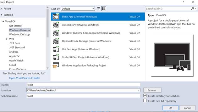 Creating A Toast Notification Containing Image, Selection-Box And Buttons